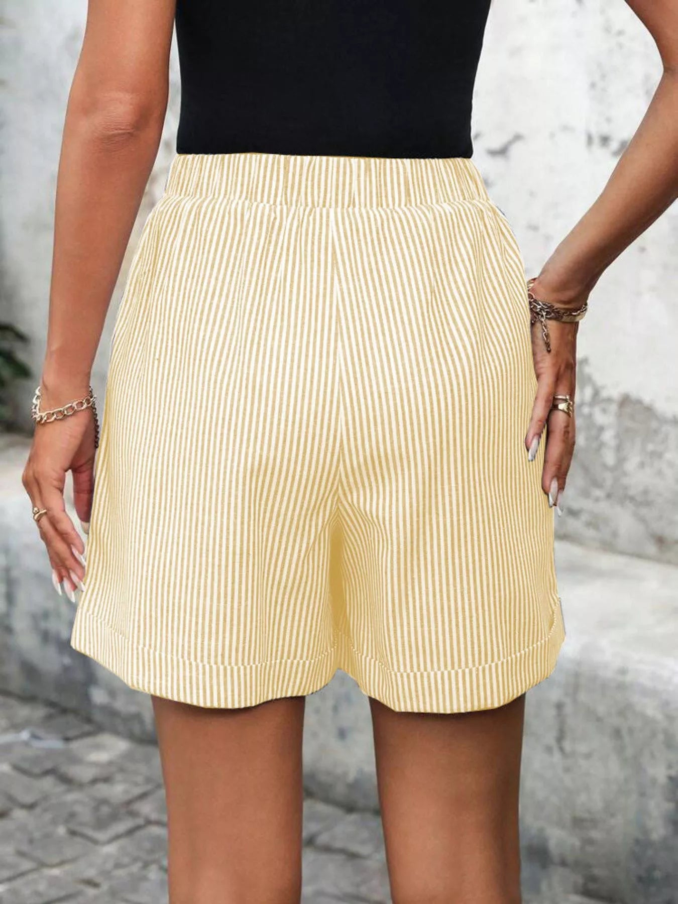 Striped Drawstring Waist Shorts - Trendsi - Flyclothing LLC