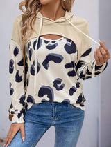 Perfee Drawstring Faux Layered Long Sleeve Hoodie - Trendsi - Flyclothing LLC