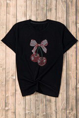 Cherry Graphic Round Neck Short Sleeve T-Shirt - Trendsi - Flyclothing LLC