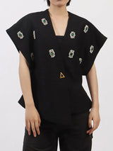 Plus Size Rhinestone Relaxed Fit Vest Coat - Trendsi - Flyclothing LLC