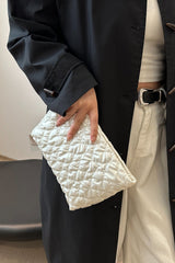 Ruched Heart Clutch with Zipper - Trendsi