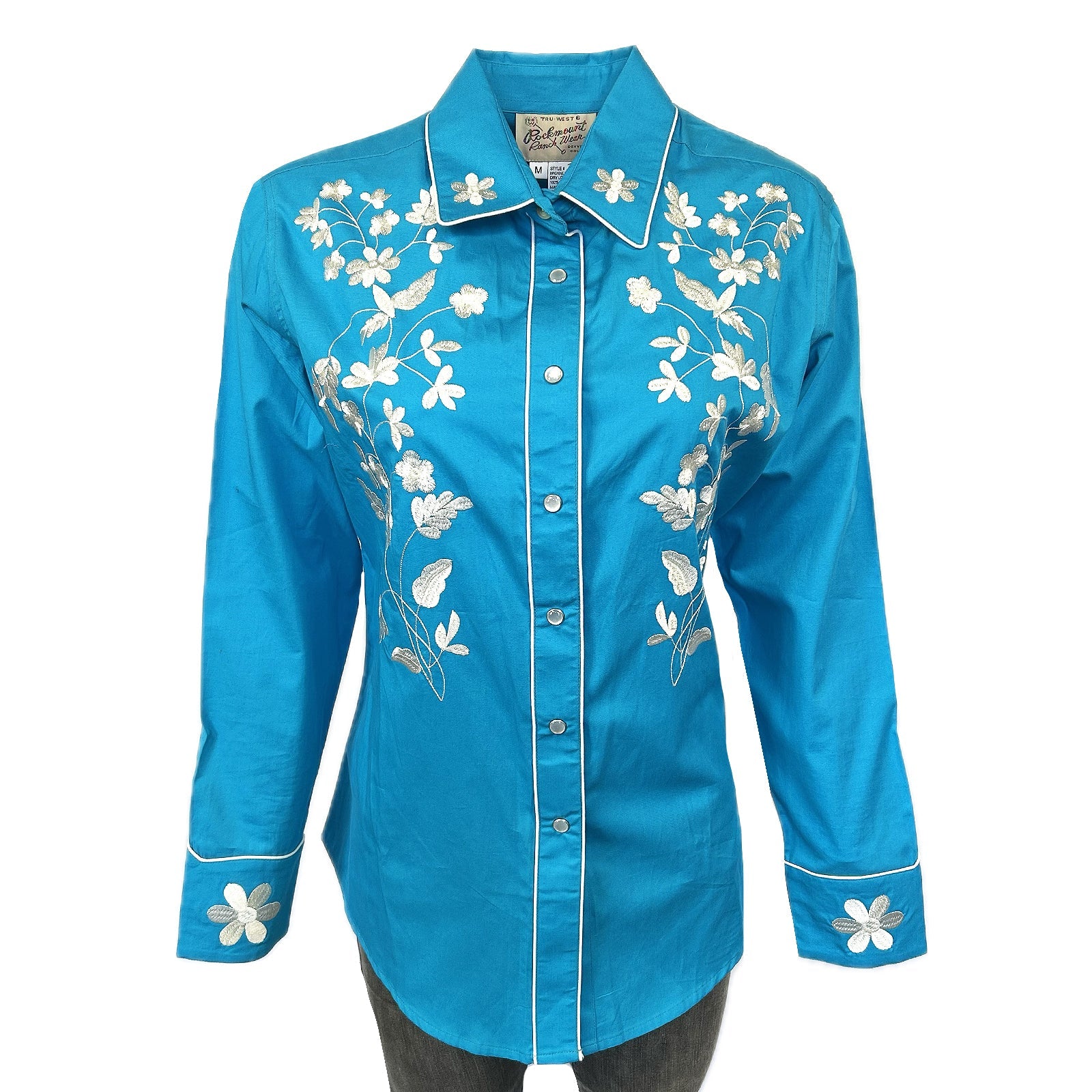 Rockmount Ranch Wear Women's Vintage Turquoise Floral Embroidered Western Shirt - Rockmount Clothing - Flyclothing LLC