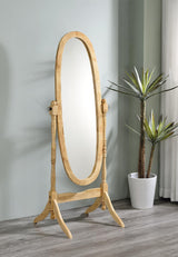 59" Natural Wood Oval Freestanding Tilting Geometric Framed Full Length Hanging Mirror - HomeRoots - Flyclothing LLC