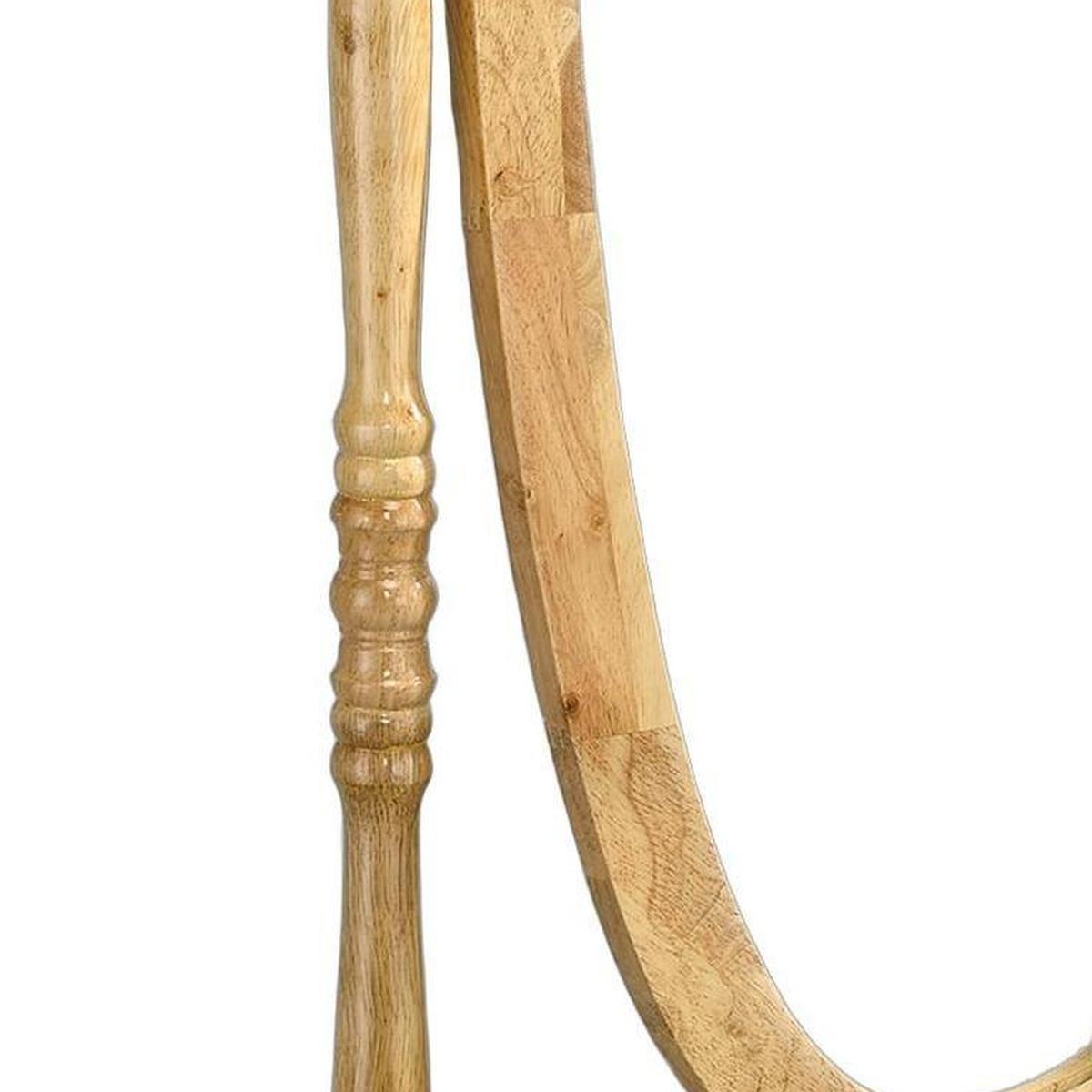 59" Natural Wood Oval Freestanding Tilting Geometric Framed Full Length Hanging Mirror - HomeRoots - Flyclothing LLC
