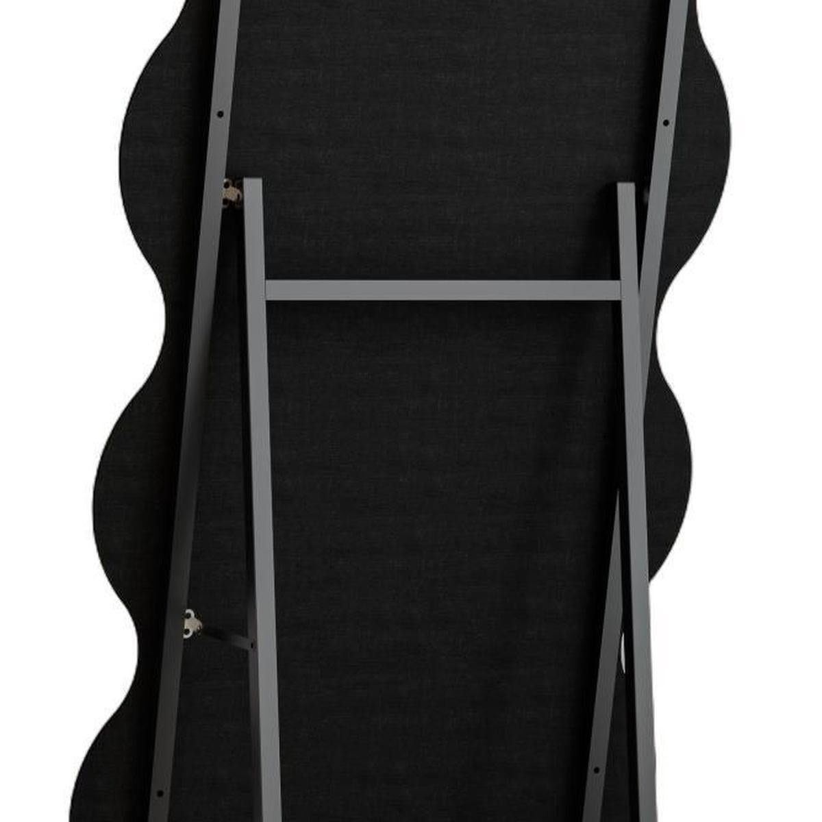 63" Black Wood Novelty Freestanding Geometric Framed Full Length Hanging Mirror - HomeRoots - Flyclothing LLC