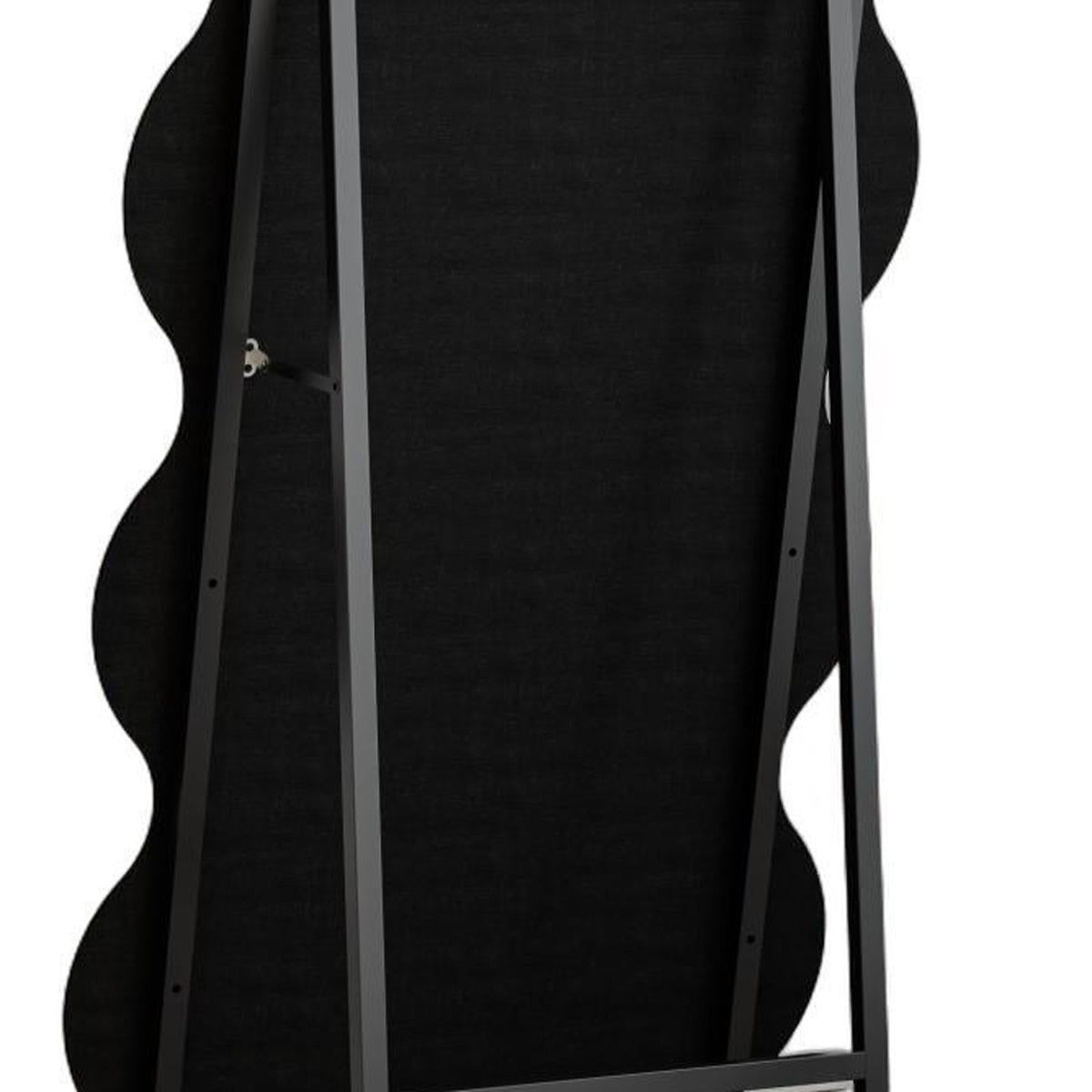 63" Black Wood Novelty Freestanding Geometric Framed Full Length Hanging Mirror - HomeRoots - Flyclothing LLC