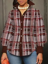 Plus Size Plaid Button-Down Shirt - Trendsi - Flyclothing LLC