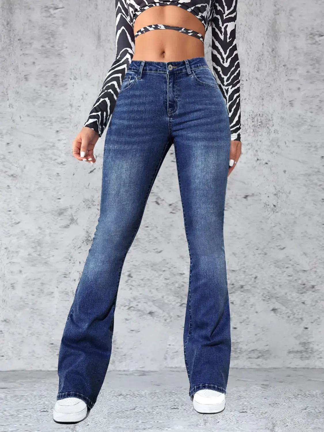 High Rise Jeans with Pockets - Trendsi - Flyclothing LLC