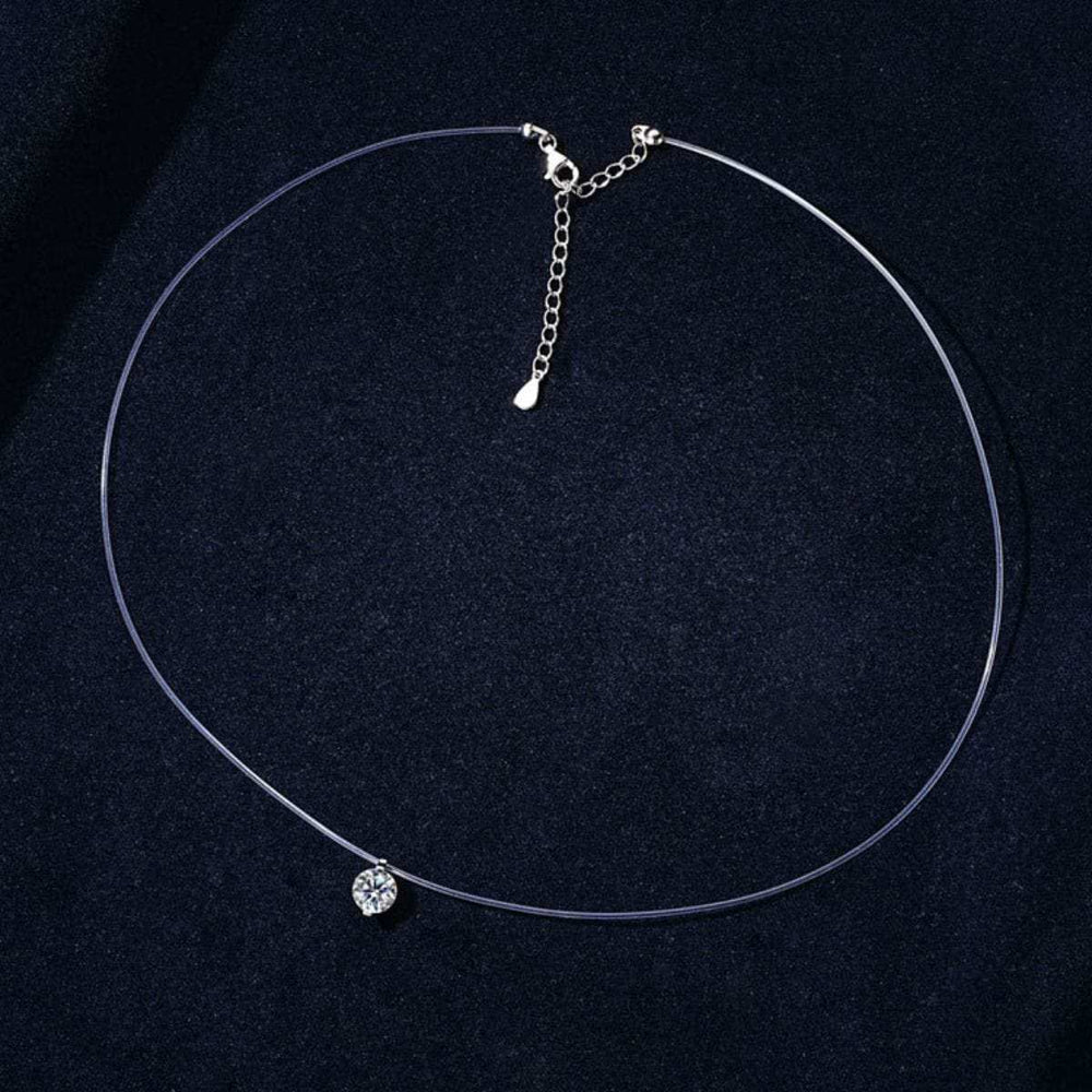 1 Carat Moissanite 925 Sterling Silver Necklace - Trendsi - Flyclothing LLC