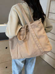 Corduroy Solid Large Tote Bag - Trendsi