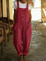 Casual Button Front Wide Leg Overalls - Trendsi - Flyclothing LLC