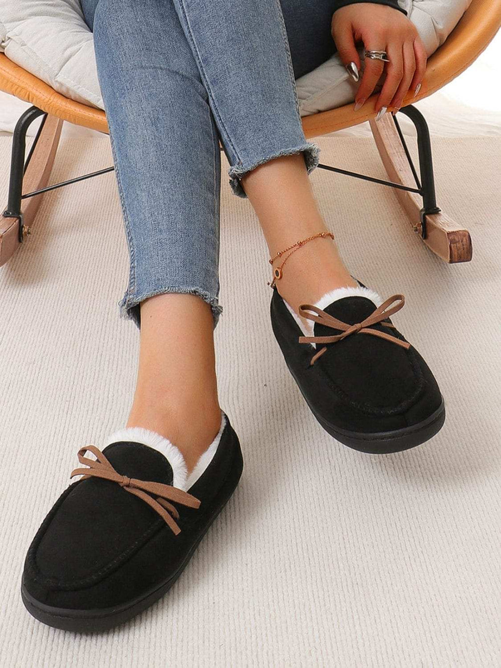Bow Round Toe Flat Slip-Ons - Trendsi - Flyclothing LLC