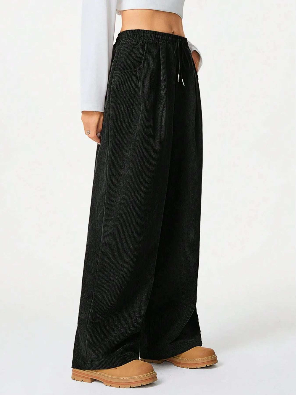 Drawstring Wide Leg Pants - Trendsi - Flyclothing LLC