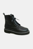 Beast Fashion Faux Leather Lace-Up Boots with Side Zipper - Trendsi