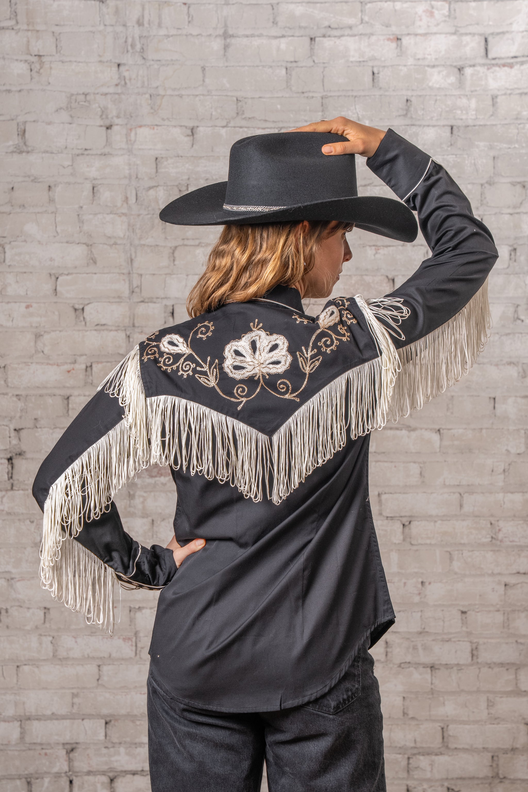 Rockmount Ranch Wear Women's Vintage Black Fringe Embroidered Western Shirt - Rockmount Clothing - Flyclothing LLC