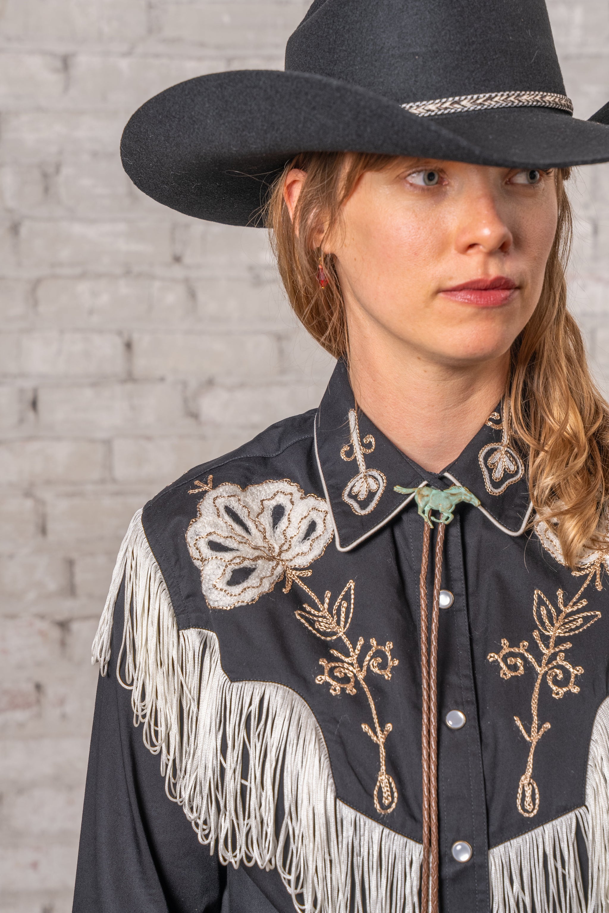 Rockmount Ranch Wear Women's Vintage Black Fringe Embroidered Western Shirt - Rockmount Clothing - Flyclothing LLC