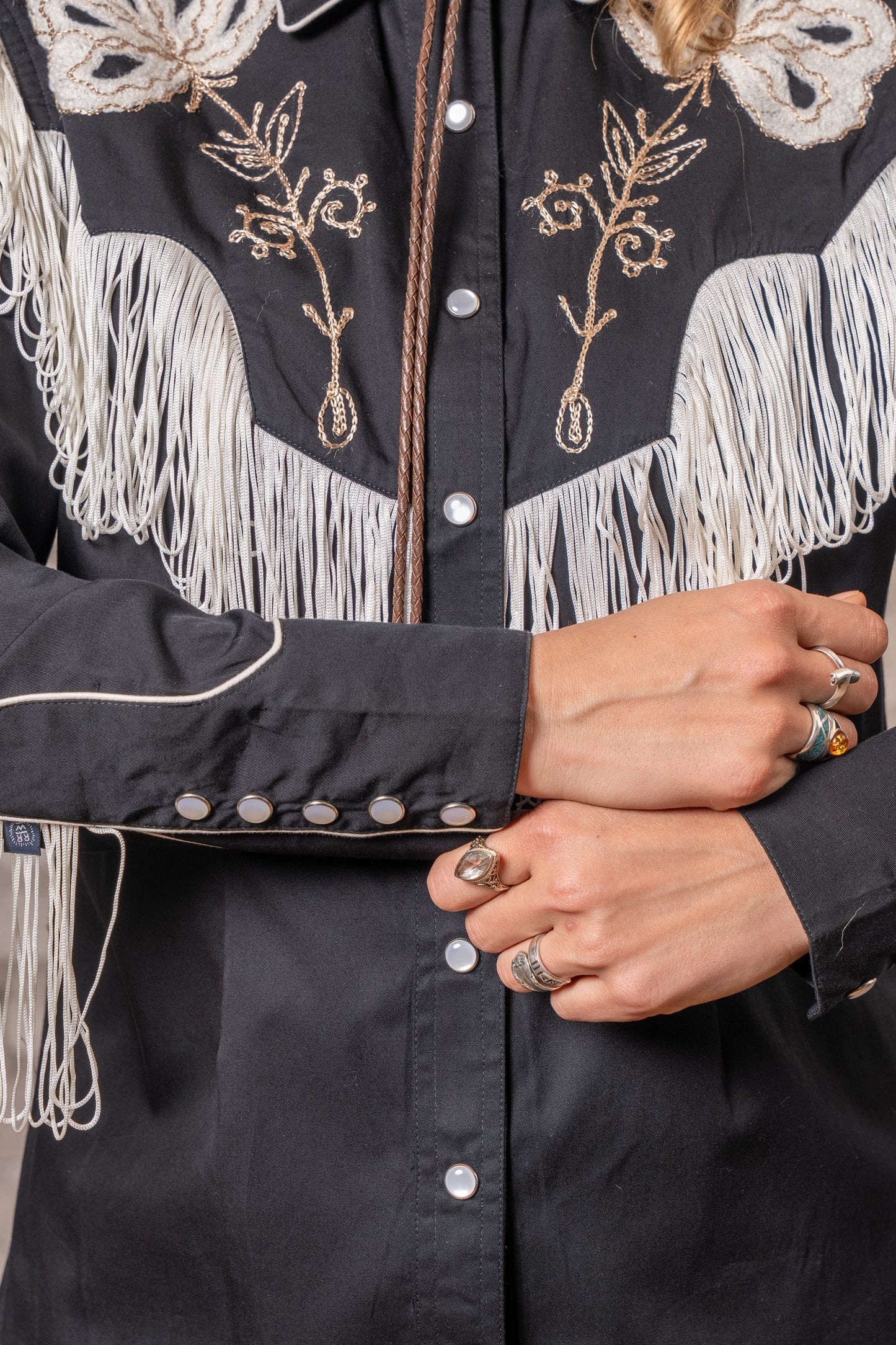 Rockmount Ranch Wear Women's Vintage Black Fringe Embroidered Western Shirt - Rockmount Clothing - Flyclothing LLC