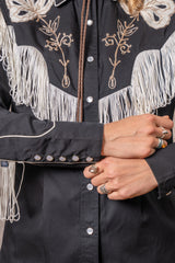 Rockmount Ranch Wear Women's Vintage Black Fringe Embroidered Western Shirt - Rockmount Clothing - Flyclothing LLC