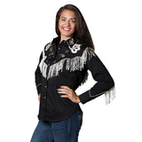 Rockmount Ranch Wear Women's Vintage Black Fringe Embroidered Western Shirt - Rockmount Clothing - Flyclothing LLC