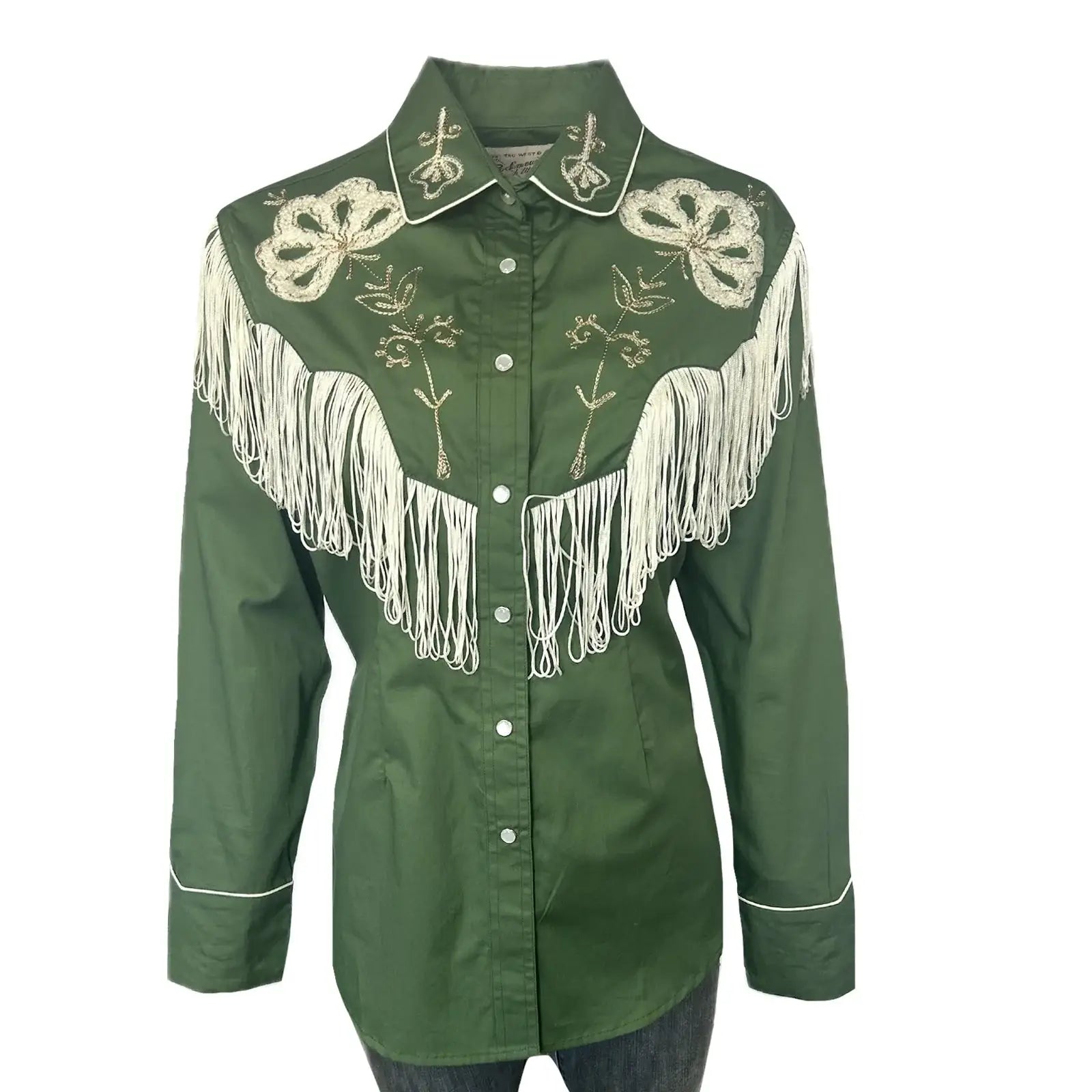 Rockmount Ranch Ware Women's Vintage Green Fringe Embroidered Western Shirt - Rockmount Clothing - Flyclothing LLC