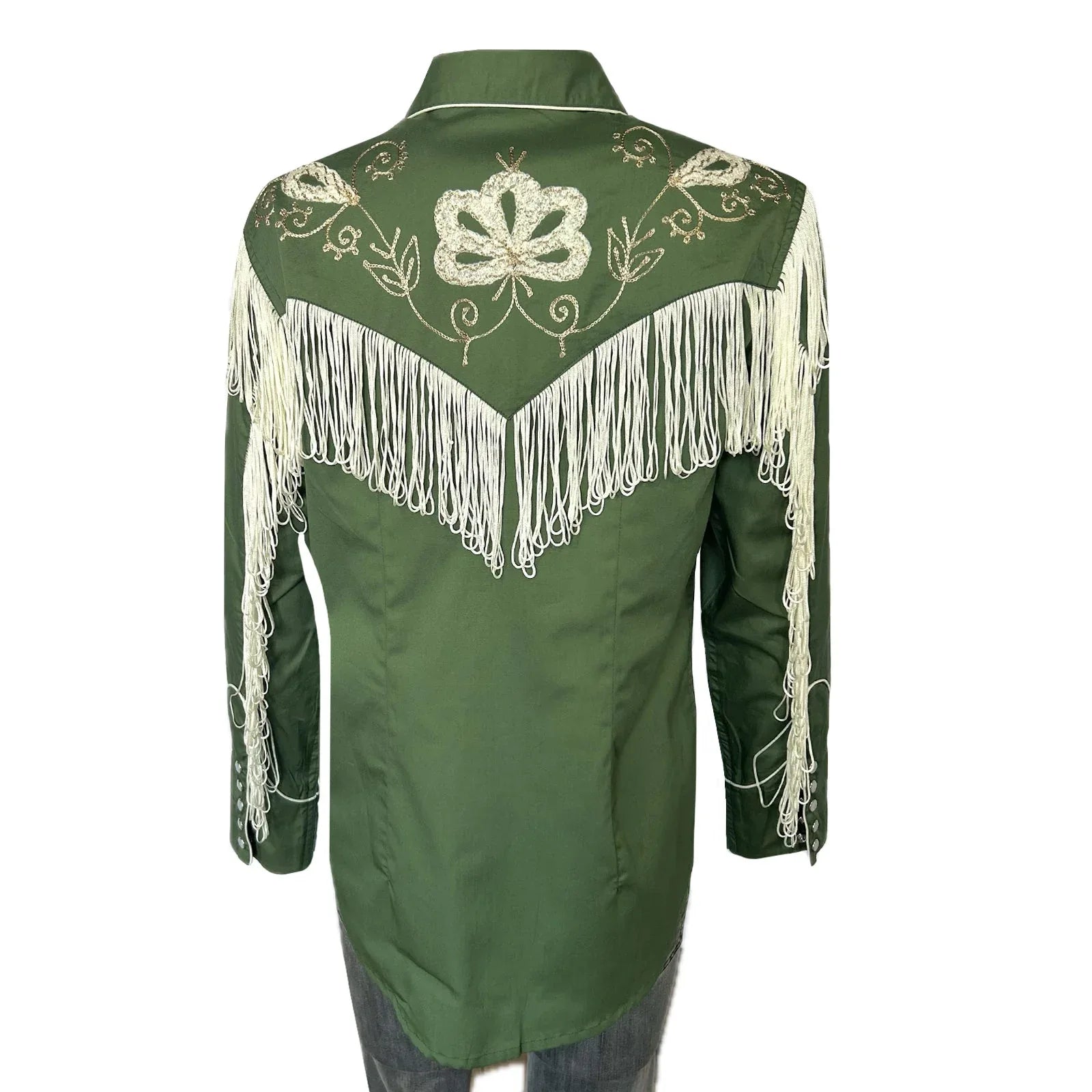 Women's Vintage Green Fringe Embroidered Western Shirt - Rockmount Ranch Wear - Flyclothing LLC