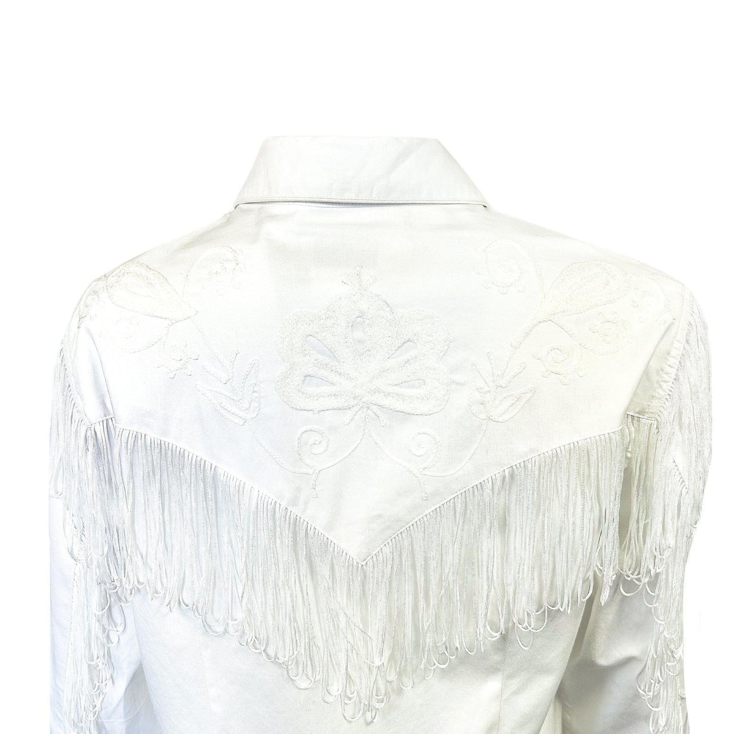 Women's Vintage White Fringe Embroidered Western Shirt - Rockmount Ranch Wear - Flyclothing LLC
