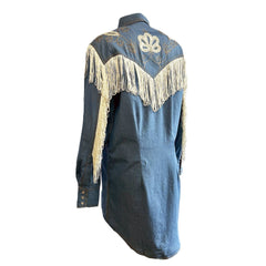 Rockmont Clothing Women's Vintage Fringe Denim Embroidered Western Dress - Rockmount Clothing