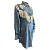 Rockmont Clothing Women's Vintage Fringe Denim Embroidered Western Dress - Rockmount Clothing