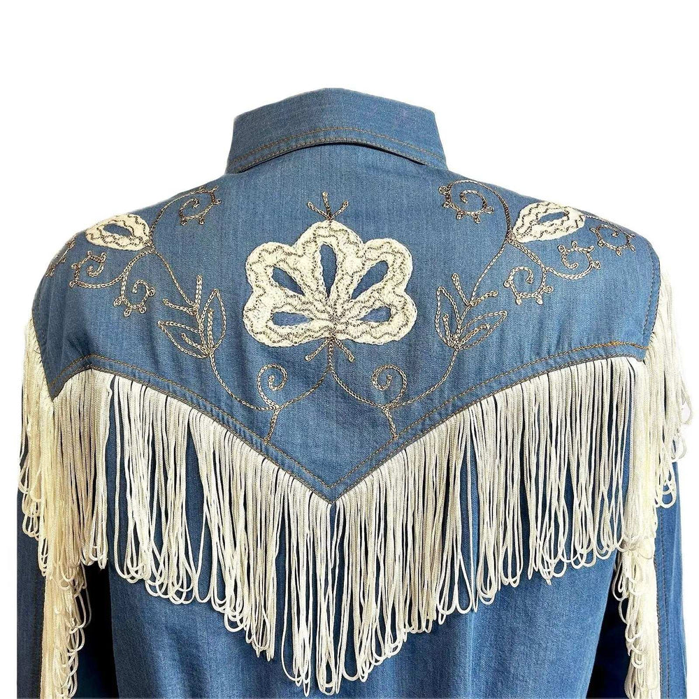 Rockmont Clothing Women's Vintage Fringe Denim Embroidered Western Dress - Rockmount Clothing - Flyclothing LLC