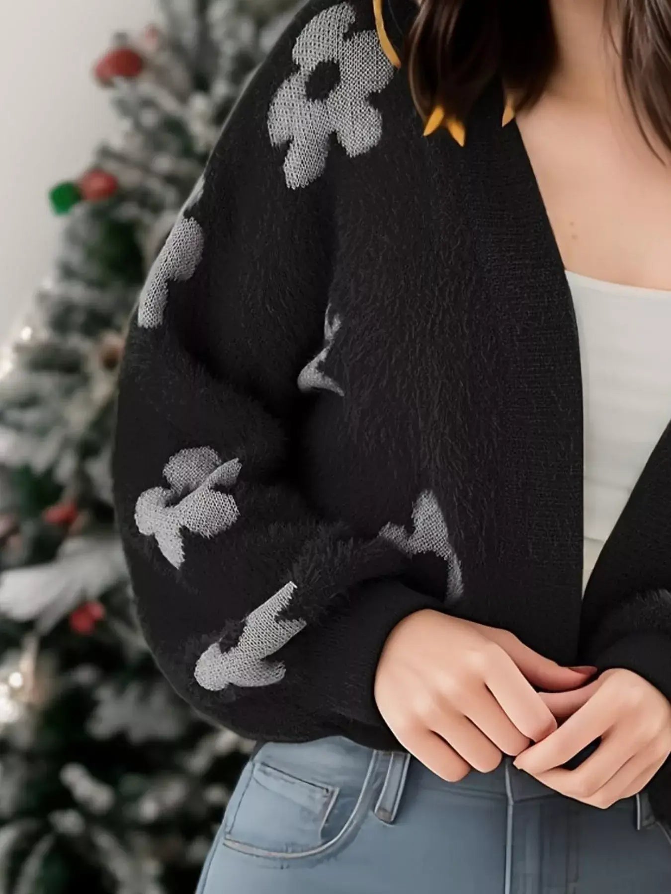 Floral Open Front Cardigan - Trendsi - Flyclothing LLC
