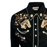 Women’s Vintage Horsehead & Floral Embroidered Western Shirt - Rockmount Ranch Wear - Flyclothing LLC
