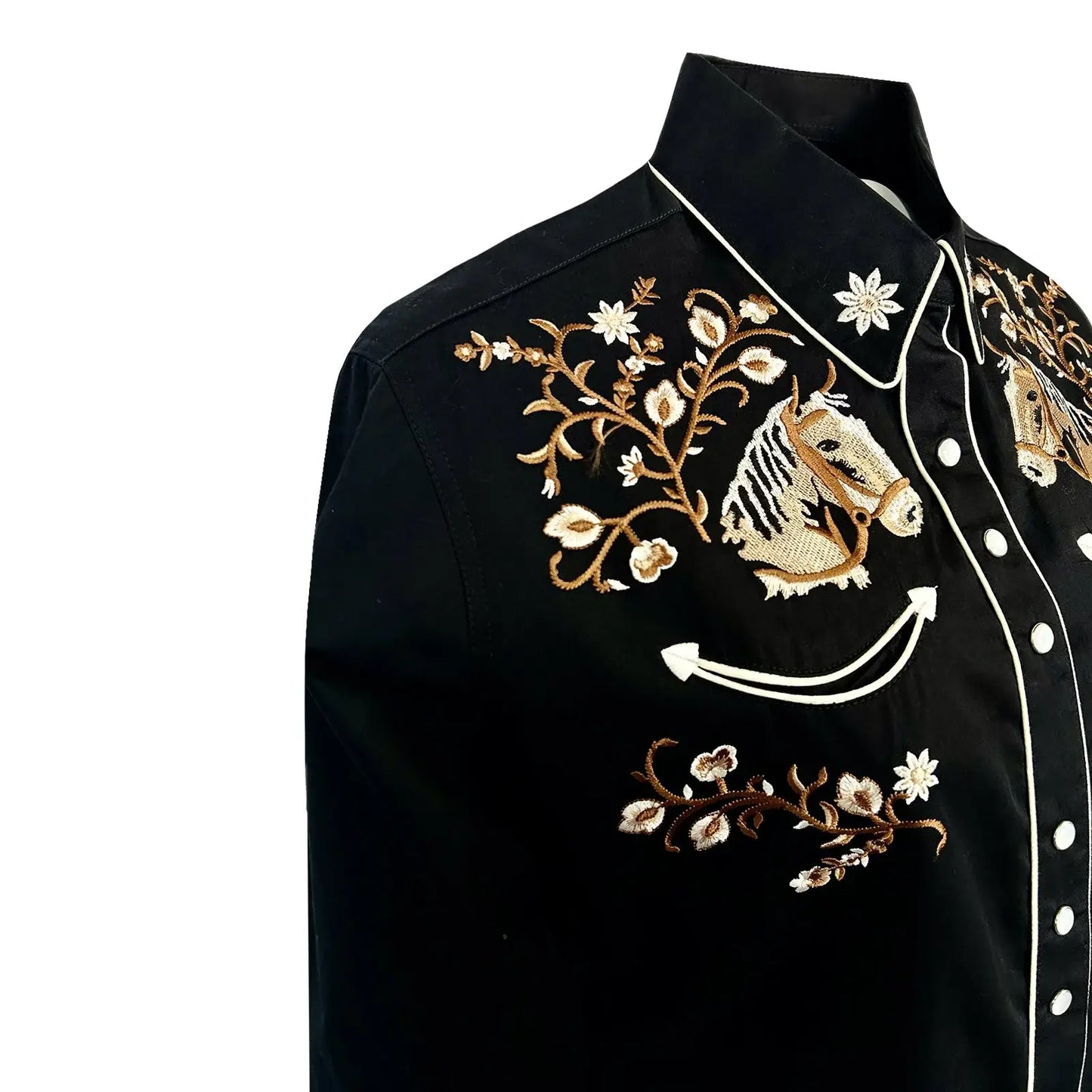 Women’s Vintage Horsehead & Floral Embroidered Western Shirt - Rockmount Ranch Wear - Flyclothing LLC