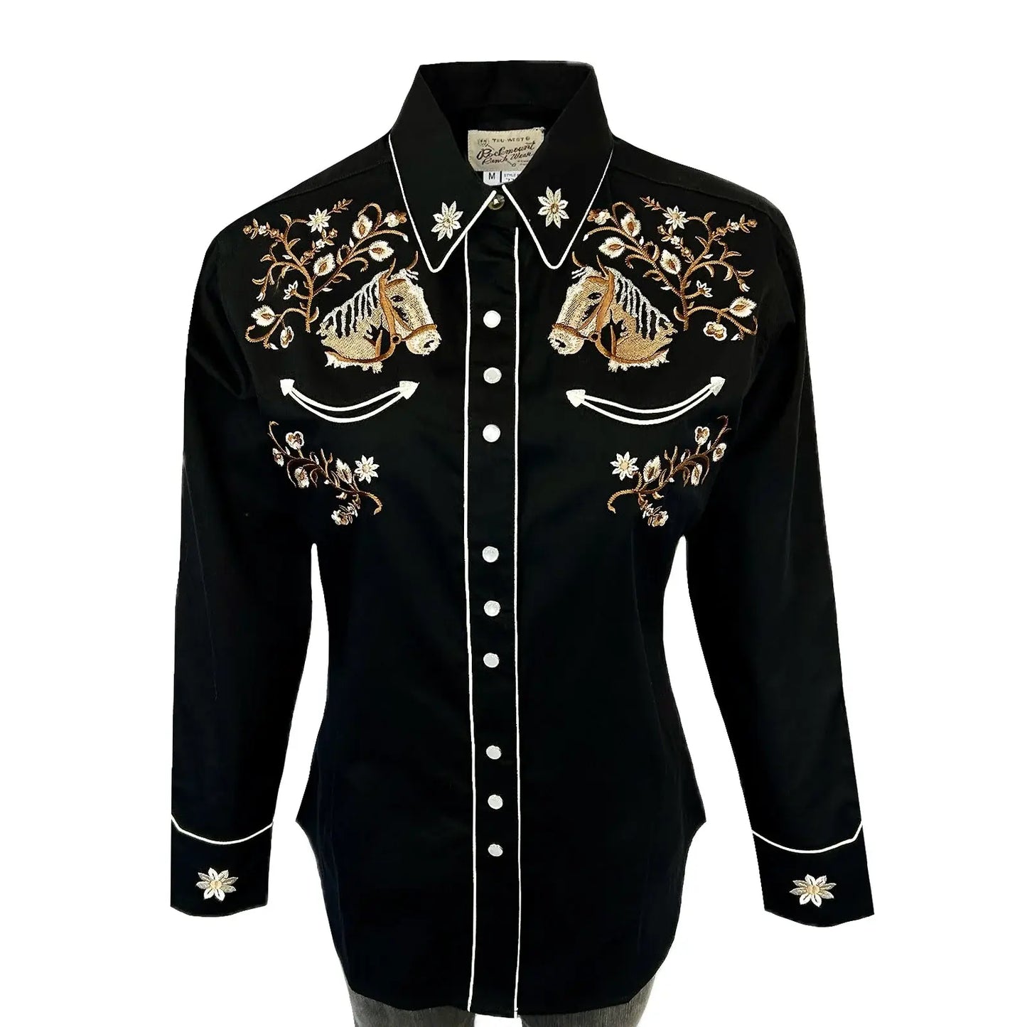 Women’s Vintage Horsehead & Floral Embroidered Western Shirt - Rockmount Ranch Wear - Flyclothing LLC