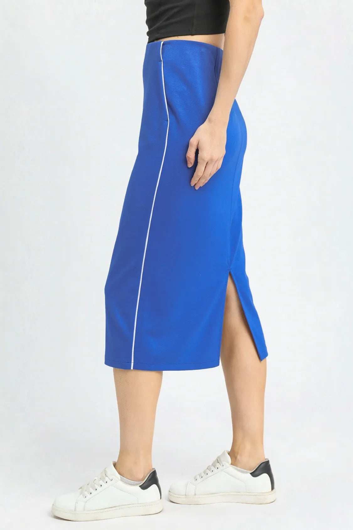 Umgee Midi Pencil Skirt with Contrast Piping Detail - Trendsi - Flyclothing LLC