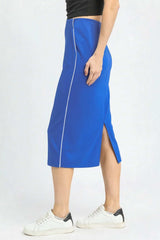 Umgee Midi Pencil Skirt with Contrast Piping Detail - Trendsi - Flyclothing LLC