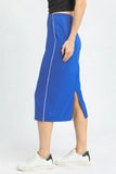 Umgee Midi Pencil Skirt with Contrast Piping Detail - Trendsi