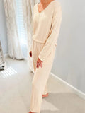 V-Neck Long Sleeve Top and Pants Set - Trendsi
