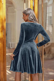 Round Neck Long Sleeve Knee Length Dress - Trendsi - Flyclothing LLC