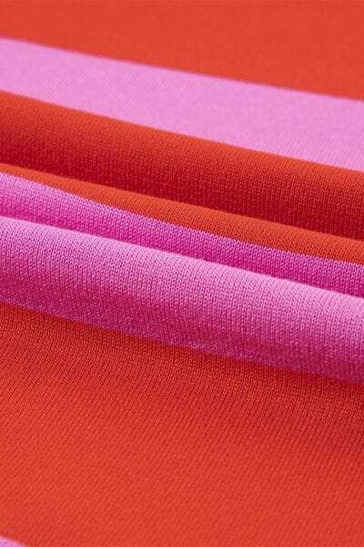 Color Block Round Neck Half Sleeve Top - Trendsi - Flyclothing LLC