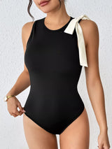 Bow Detail Sleeveless Bodysuit - Trendsi - Flyclothing LLC