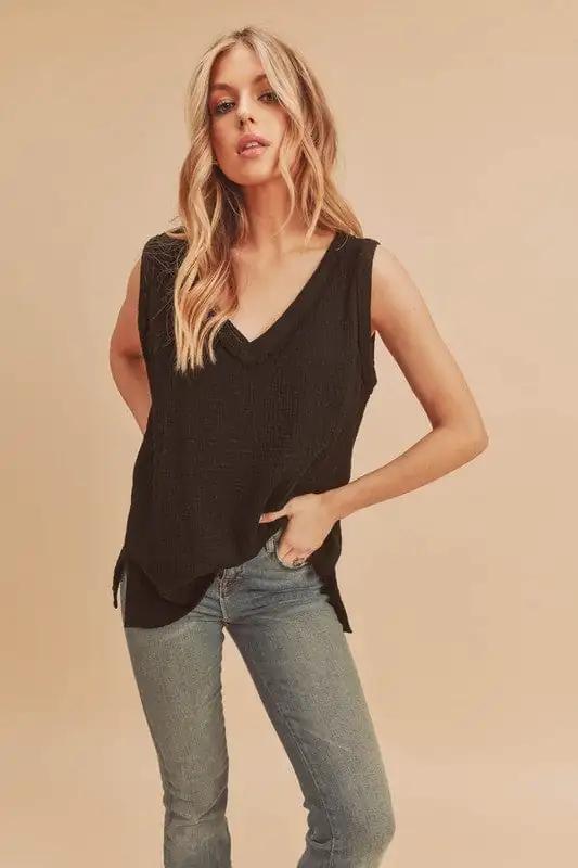 Aemi + Co V-Neck Wide Strap Tank - Trendsi