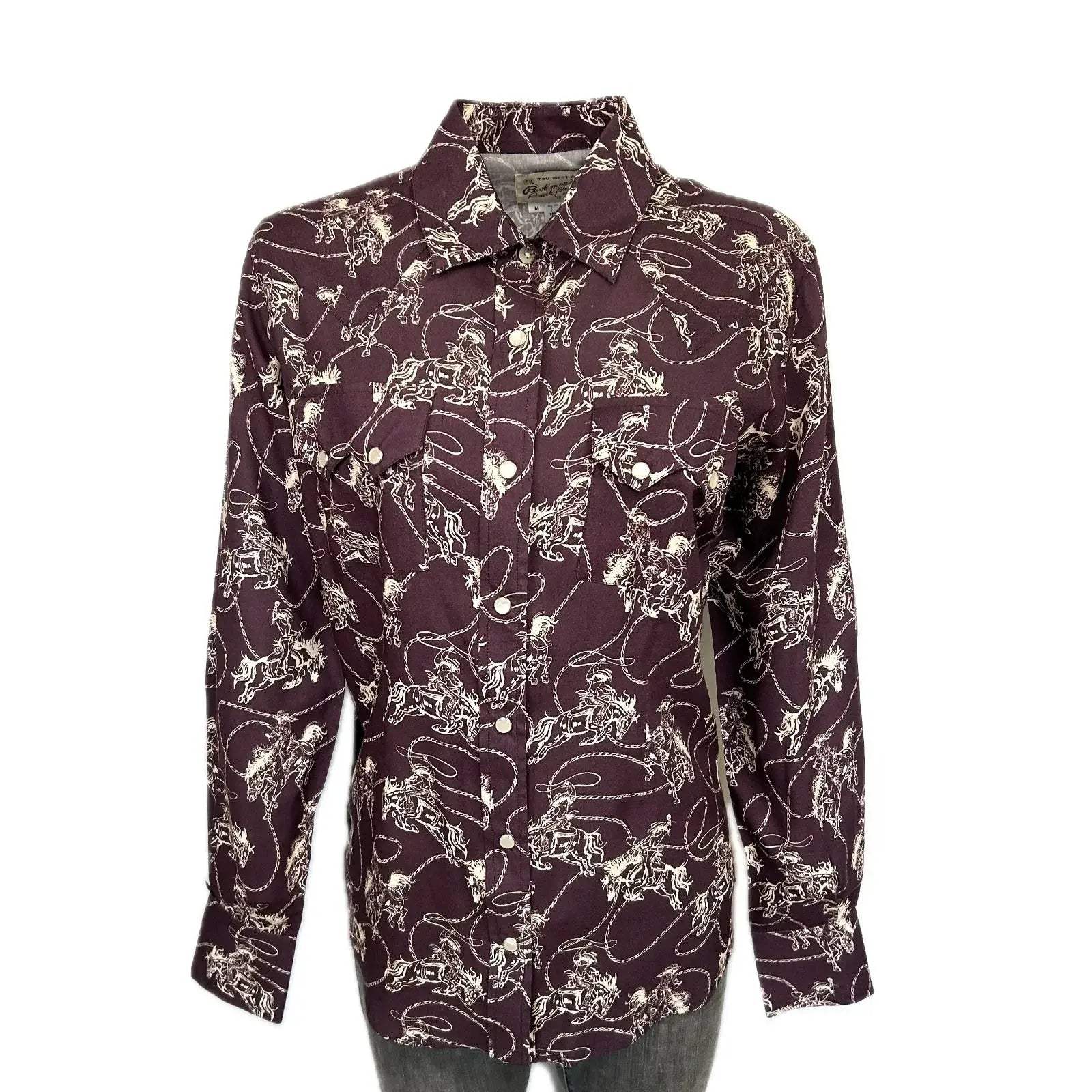Rockmount Ranch Wear women s burgundy western print shirt - Rockmount Clothing - Flyclothing LLC