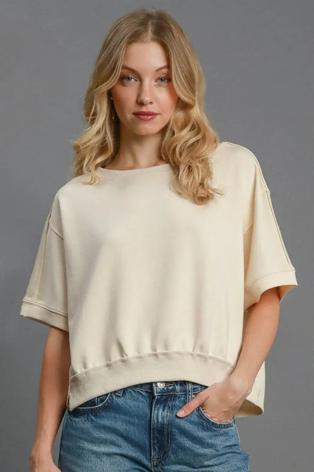 Umgee Full Size Lightweight Cropped Sweatshirt Plus Size - Trendsi - Flyclothing LLC