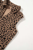 Leopard Johnny Collar Sleeveless Mini Dress - Trendsi - Flyclothing LLC