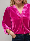 V-Neck Three-Quarter Sleeve Blouse - Trendsi - Flyclothing LLC