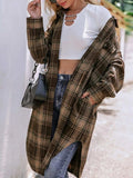Plaid Button Up Long Sleeve Shacket - Trendsi - Flyclothing LLC