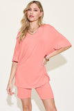 Basic Bae Bamboo Full Size V-Neck Drop Shoulder T-Shirt and Shorts Set - ShopBasicbae - Flyclothing LLC