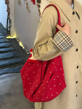 Polka Dot Handbag with Apple Charm - Trendsi - Flyclothing LLC