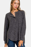 Zenana Full Size Brushed Melange Hacci High-Low Sweater - Trendsi - Flyclothing LLC