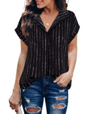 Collared Neck Short Sleeve Blouse - Trendsi - Flyclothing LLC
